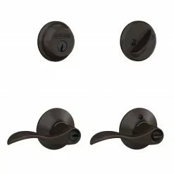 Pack Door Combo Handle Deadbolt Schlage Bronze Keyed Entry Reversible Aged Single-Cylinder Accent -Schlage Trade 44102100 scaled
