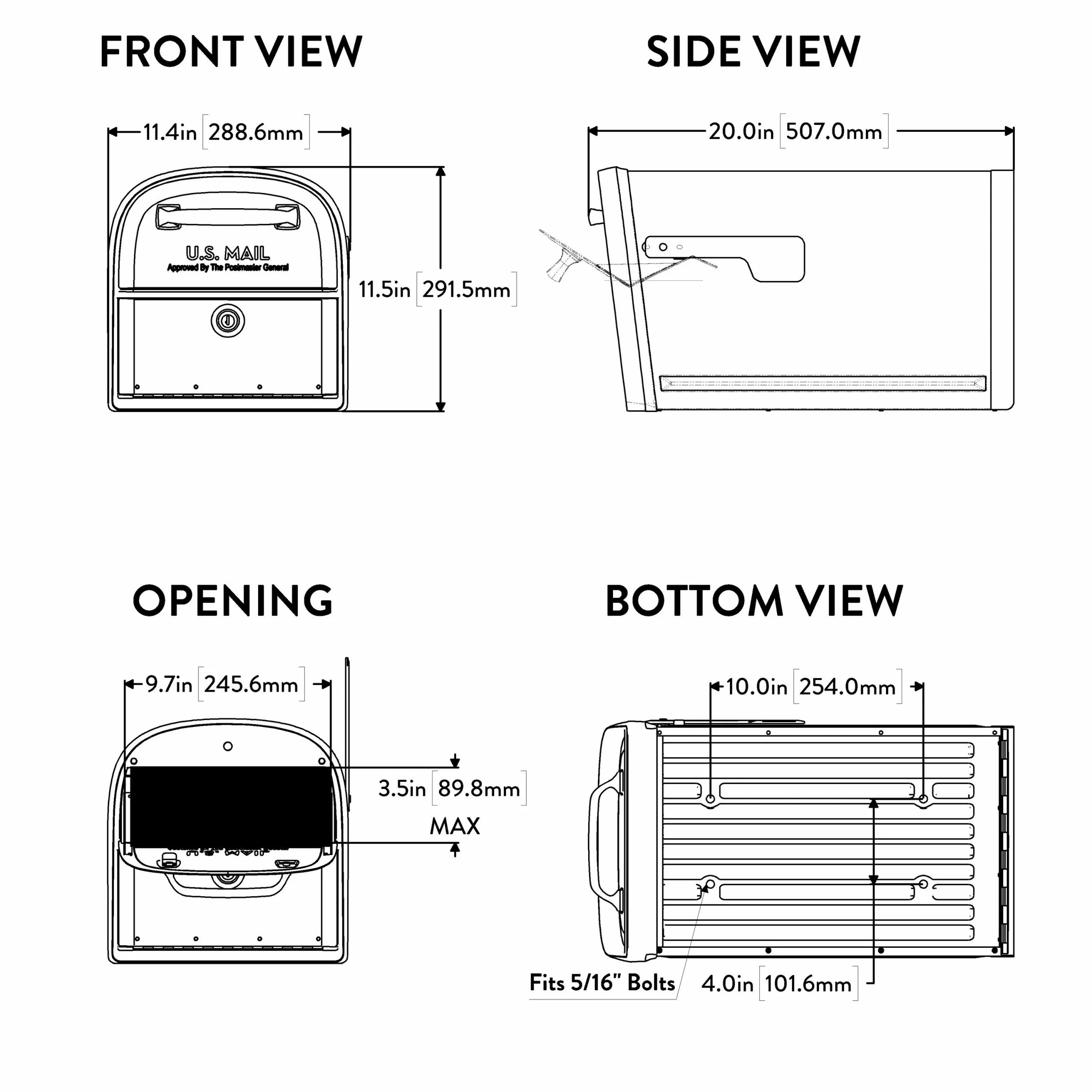 Mailbox, Mailbox Post Mount Oasis 360 Pewter Steel Large Locking Architectural 5 Mailbox, Mailbox Post Mount Oasis 360 Pewter Steel Large Locking Architectural - Image 3