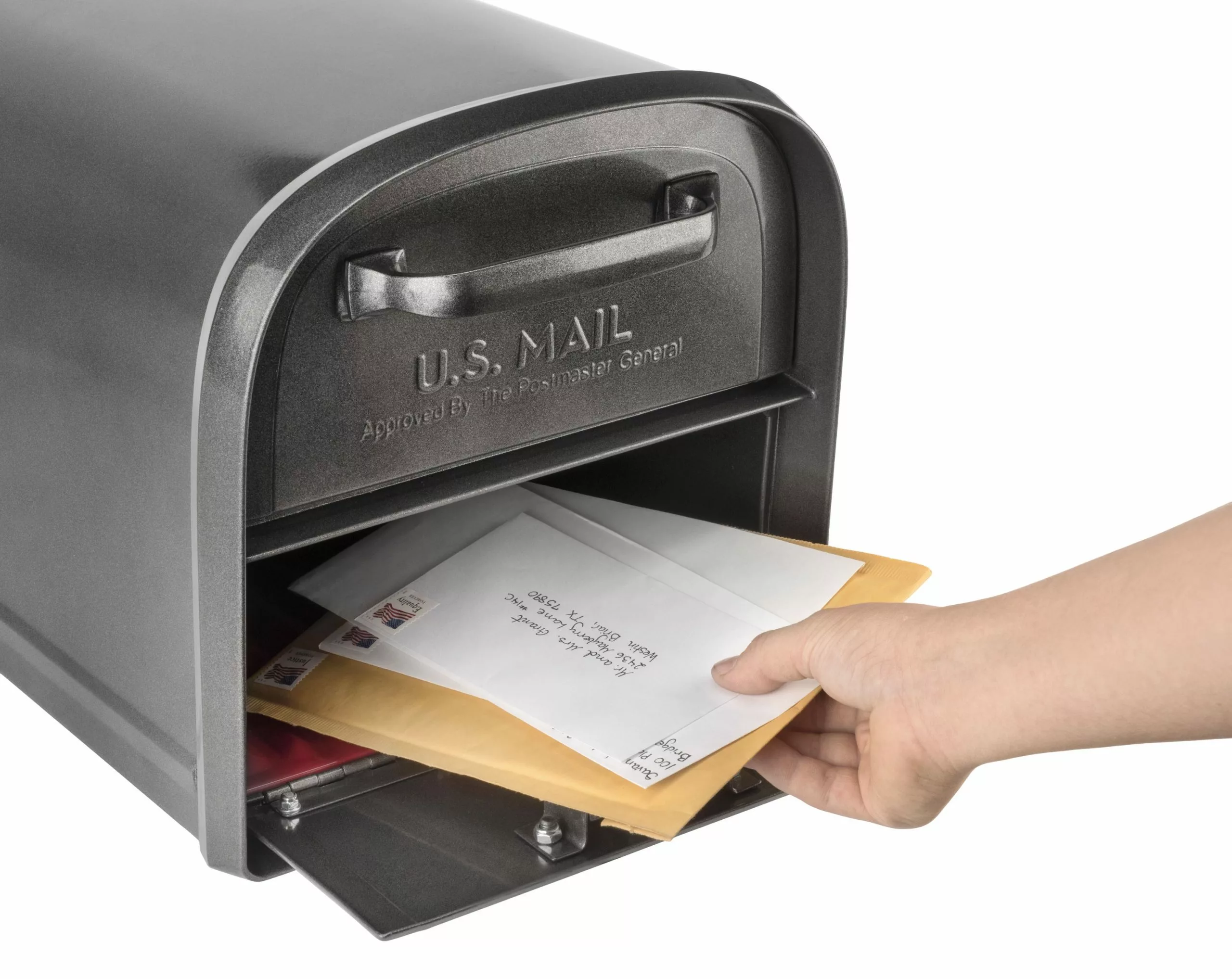 Mailbox, Mailbox Post Mount Oasis 360 Pewter Steel Large Locking Architectural 4 Mailbox, Mailbox Post Mount Oasis 360 Pewter Steel Large Locking Architectural - Image 2