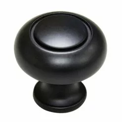 Cabinet Knob 1.25-In Gatehouse Round Contemporary Matte Black 9 Cabinet Knob 1.25-In Gatehouse Round Contemporary Matte Black -Schlage Trade 44261660