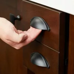 Allen + Roth Cup Drawer Pull 2-1/2-In Center To Center Arch Matte Black -Schlage Trade 44458341