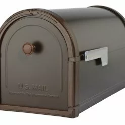 Bellevue Mailbox, Mailbox Post Mount Steel Bronze Large Architectural