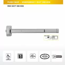 Brink Door Device Exit Bar Aluminum 32-In Universal Exit Commercial Reversible Rim -Schlage Trade 44553289