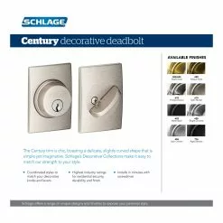 Schlage Deadbolt Century Matte Single Cylinder Black 15 Schlage Deadbolt Century Matte Single Cylinder Black -Schlage Trade 45346652