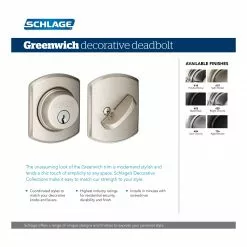 Schlage Greenwich Matte Deadbolt B60 Single Cylinder Black 15 Schlage Greenwich Matte Deadbolt B60 Single Cylinder Black -Schlage Trade 45482913