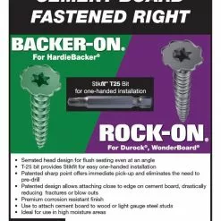 Backer-On Cement Board Star-Drive Screw Zinc-Plated (575-Count) X #9 1-5/8-In Interior 21 Backer-On Cement Board Star-Drive Screw Zinc-Plated (575-Count) X #9 1-5/8-In Interior -Schlage Trade 45717232